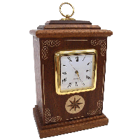 mantel clock with marquetry design