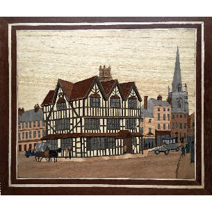 marquetry town scene