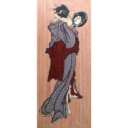 marquetry picture of a lady in a komono